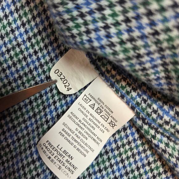 LL Bean XXXL Tall Traditional Fit Cotton Button Down Shirt Blue Check - Picture 12 of 13